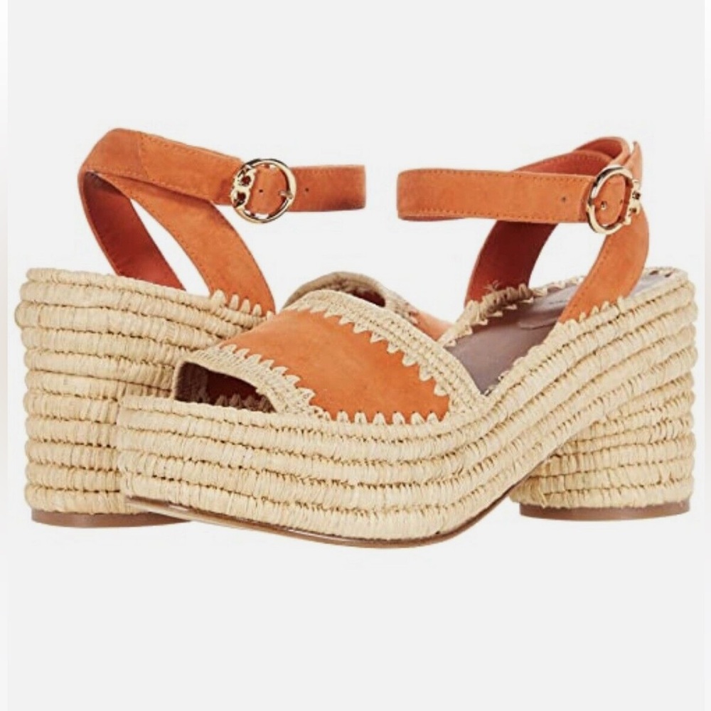 Tory Burch Arianne Platform Raffia Espadrilles size 7